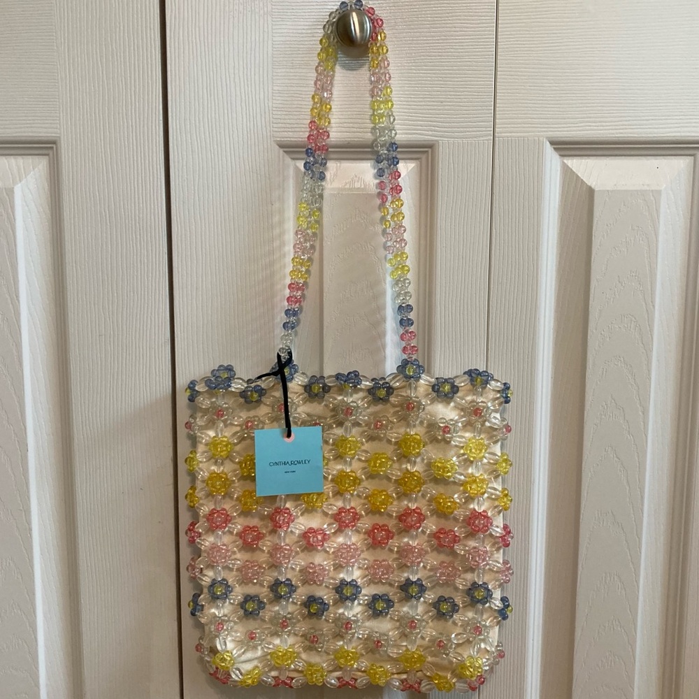 🍀NWT Cynthia Rowley Pastel Beaded Floral Handbag